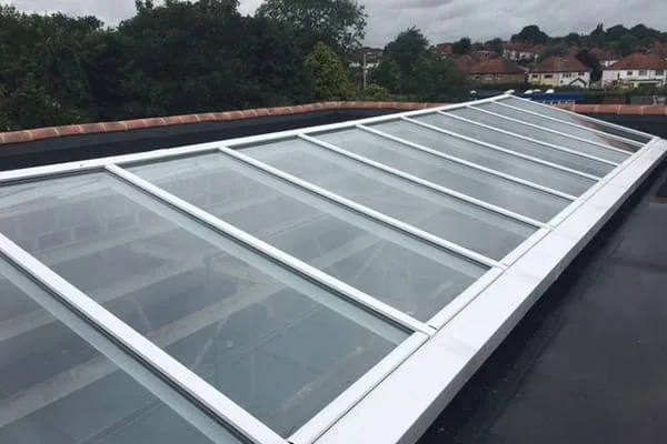Large roof lantern with solar control glass on a flat roof